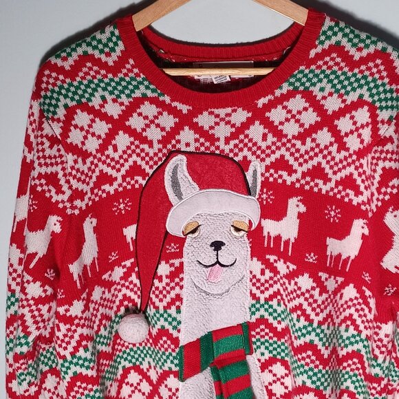 Womens Knit Sweater Size X Large Ugly Christmas Sweater LLama Holiday Festive - Picture 2 of 8